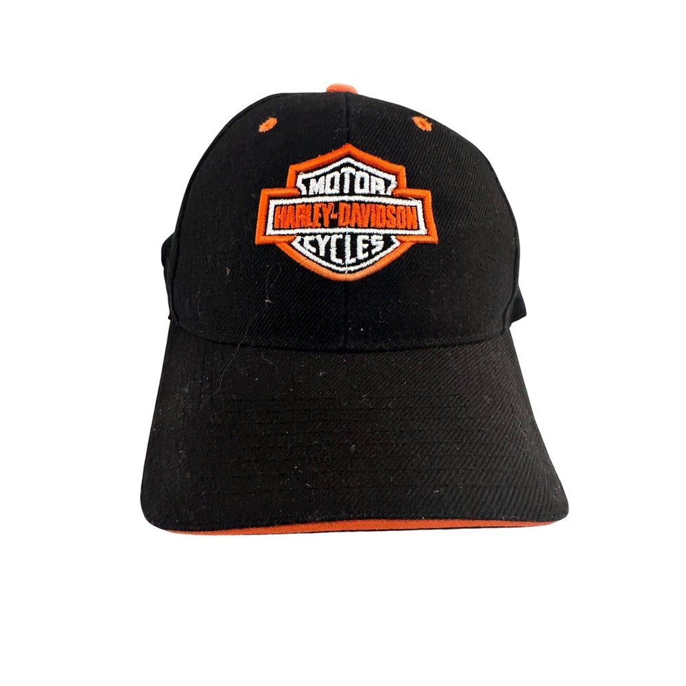 Harley-Davidson Men's Black Orange Embroidered Logo Baseball Hat